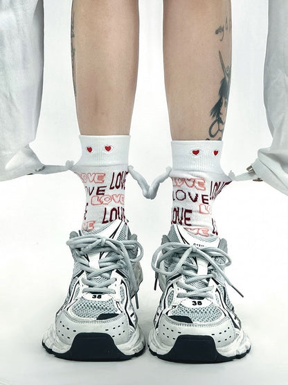 Decoration Heart Letter Socks and Pattern Ear Bunny with White