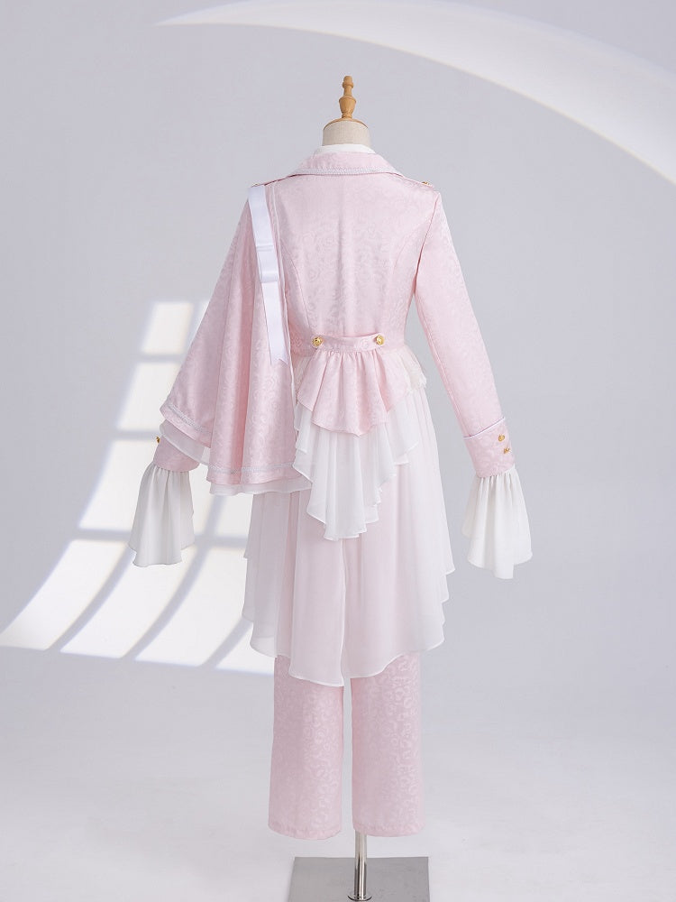 Cherry Blossom Print High-Rise Trousers in Sakura Pink - DevilInspired Exclusive Collection