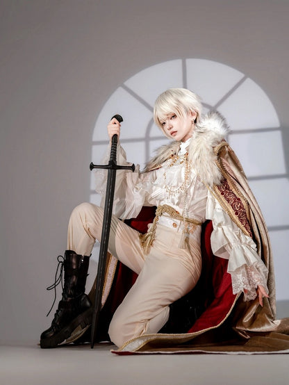 Classic Noble Prince Ouji Lolita Five-Piece Outfit Set with Lion Heart Motif - Your Highness