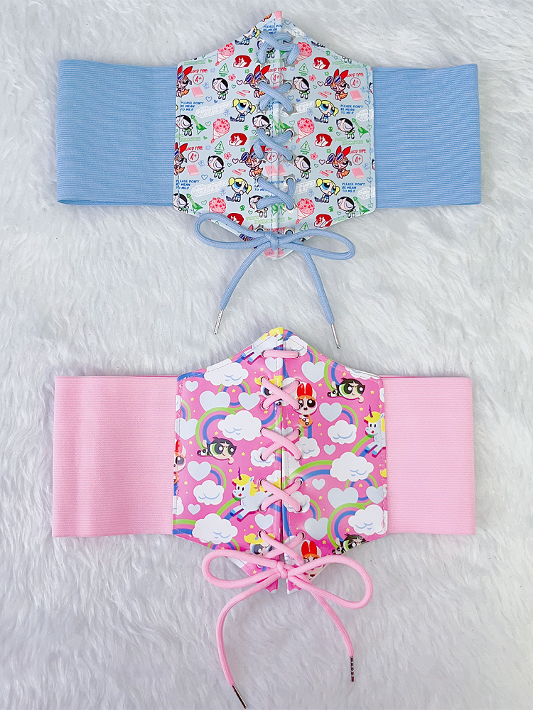 Corset Girls Powerpuff Pink/Blue PU Y2K