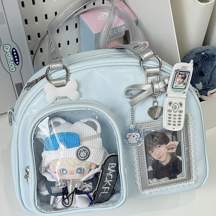 Carrying in with Options Blue Casual Ita Triple PU Silver Bag