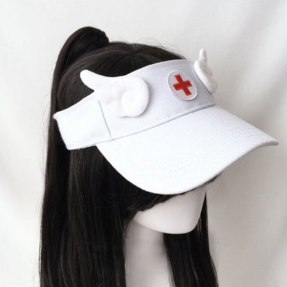 Wings Visor with Black/White Cap Cross Embroidered