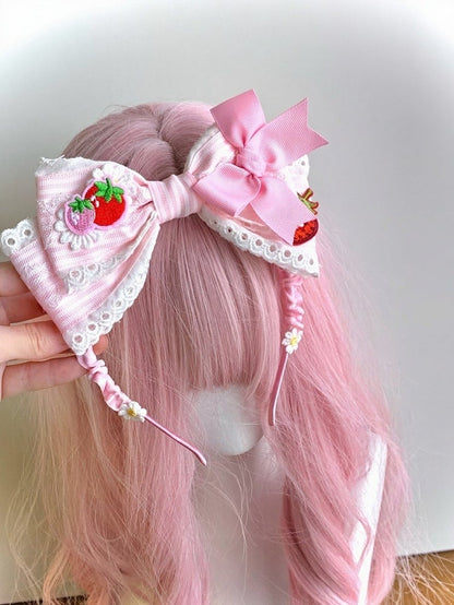 Pink Lace Bow KC with Strawberry Charm - Bow Terminator
