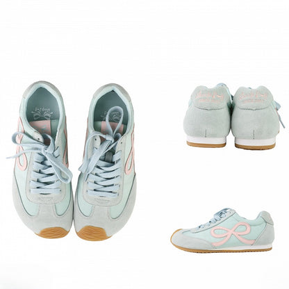 Green Front Bowknot Lace-up Design Sneakers Ties