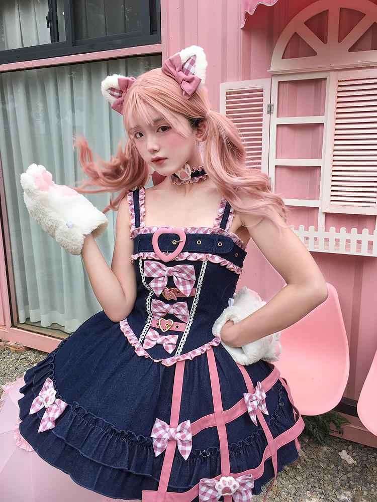 Pink Bowknot Plush Kitty Ears Hairclips