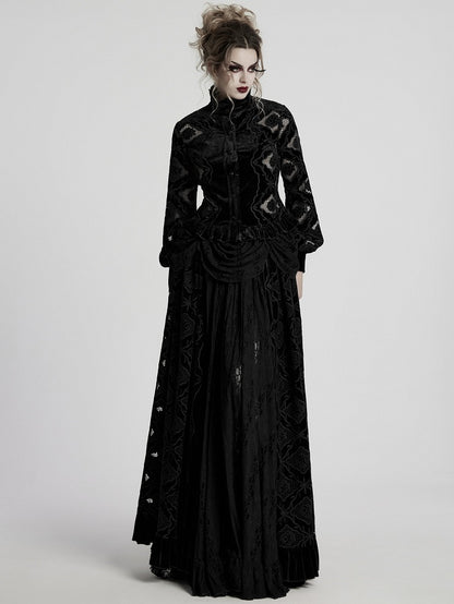 Shirt Retro Black Embroidered Velvet