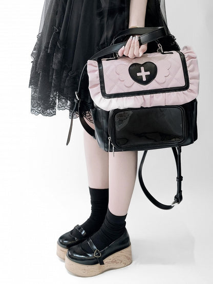 – Jirai Decoration Angel Bag Pink Ita Black Kei Heart Wings