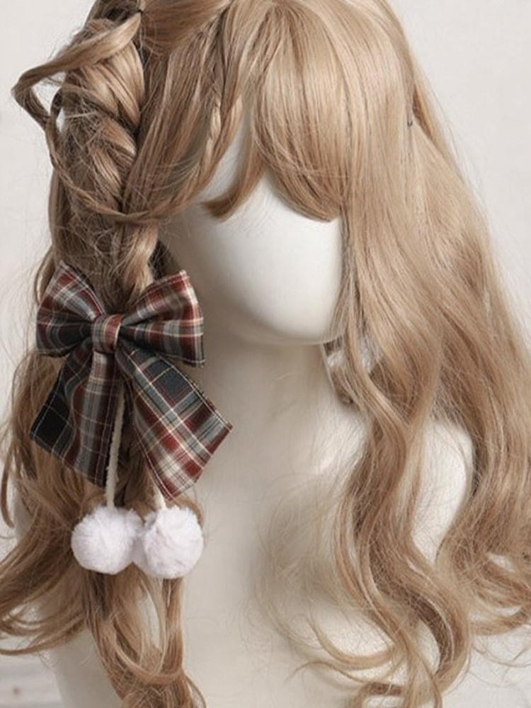 10 Color Options Sweet Lolita Pom-Pom Plaid Bowknot Hairclip