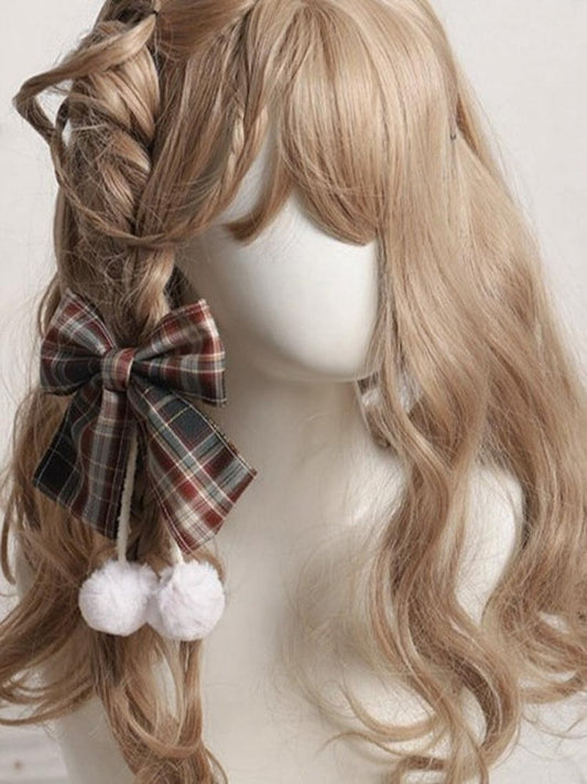 10 Color Options Sweet Lolita Pom-Pom Plaid Bowknot Hairclip