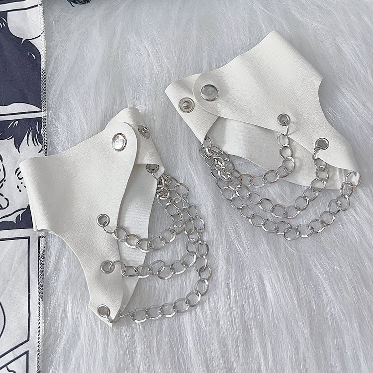 Y2K Decorated Black/White/Red/Silver And Lock Punk Chain PU