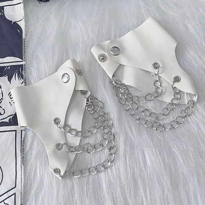 Y2K Decorated Black/White/Red/Silver And Lock Punk Chain PU