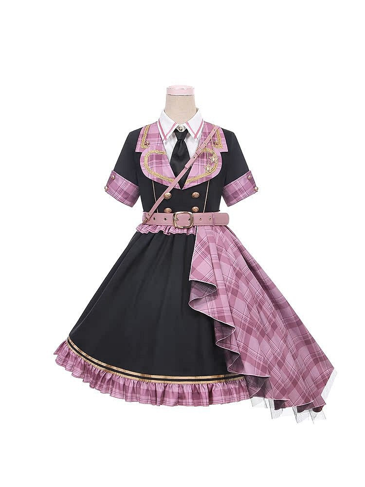 Idol Lolita – Rosa karierter Gürtel mit Zugschnalle