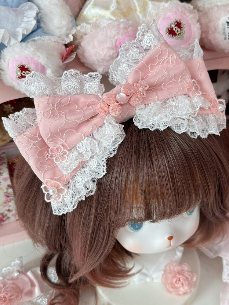 Regular Floral Version Trim Pink Lace Design KC Bowknot