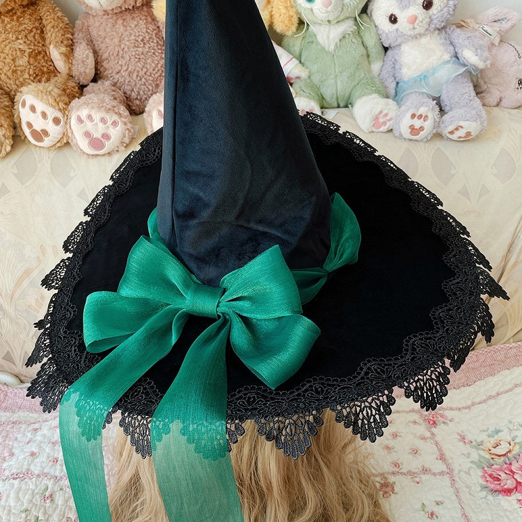Adorned 6 Lace Bow and Options – Hat a with Edging Witch Gothic Color