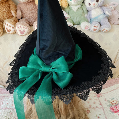 Adorned 6 Lace Bow and Options – Hat a with Edging Witch Gothic Color