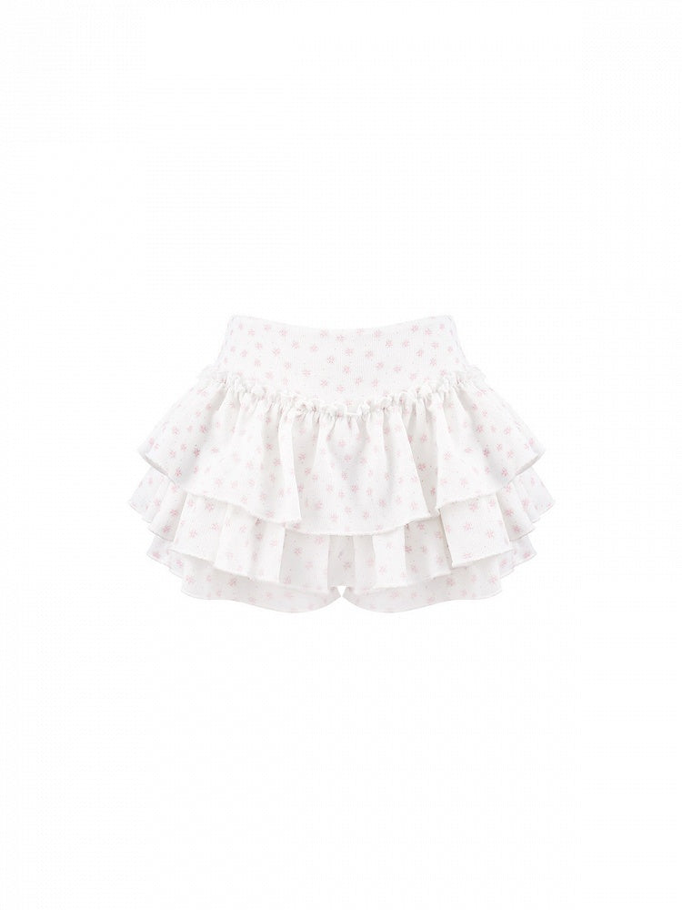 Tiered Skirt White Floral Built In Shorts Sweet - serendipity