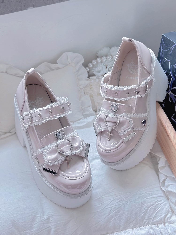 Block 9.5cm Heel | Kei Mary Janes Platform Pink Jirai