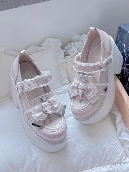 Block 9.5cm Heel | Kei Mary Janes Platform Pink Jirai