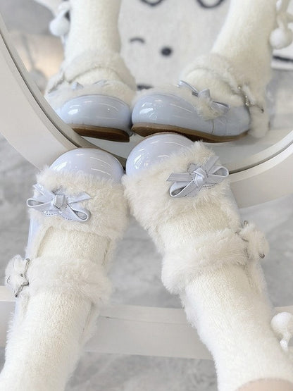 Flats Blue Sweet Heart with Accents Lolita Round-Toe Bow Decor