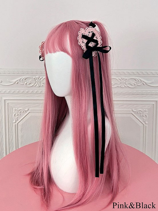 – Lolita Options Heart-shaped with Hairclips Accents Color 4 Ribbon