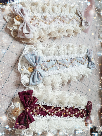 With Star-Moon Lolita Chain Options Hairband 5 Color Pearl Lace Bowknot