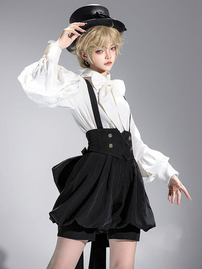 Sleeves Long Ouji with Shirt Bishop Bowtie Lolita White