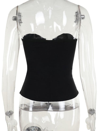 Straps Cyberpunk with Gothic Fishbone Halloween Zipper Bustier Buckle Vertical Black Adjustable