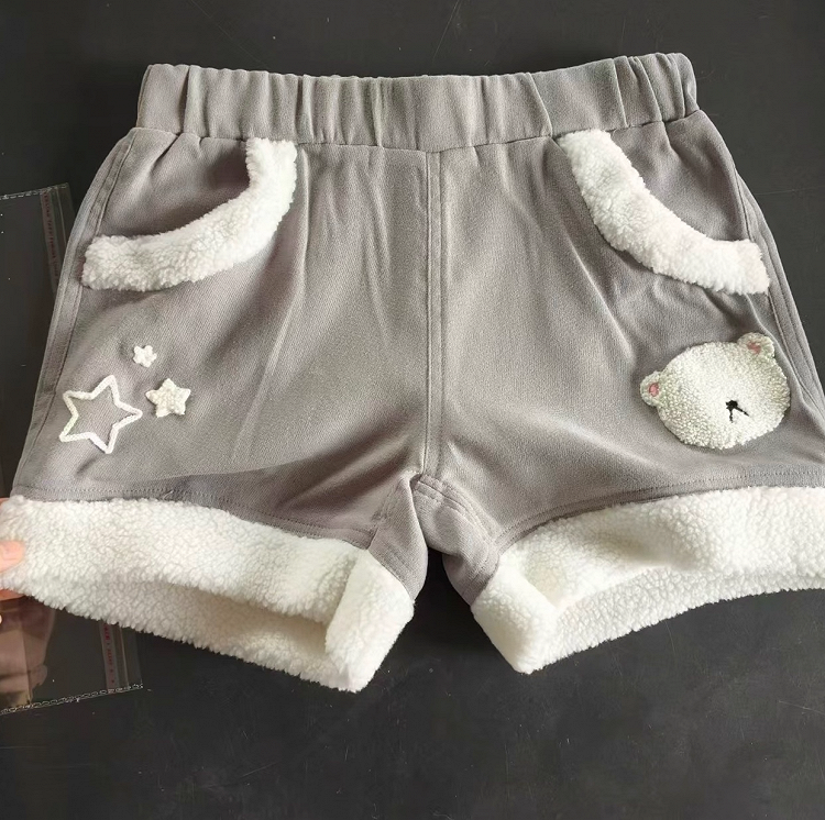 Adorable Star Trim Plush White Bear Teddy with Gray Accents and | Shorts