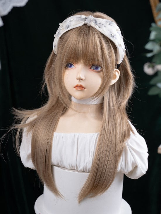 Pony mit Air Brown 65CM leichte Perückenlänge glatt