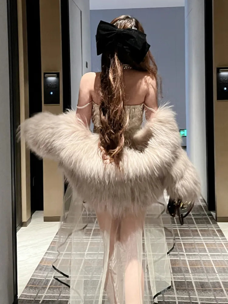 ベージュ 62-76CM ハイローサイズ ウエストゆとりフリースカート