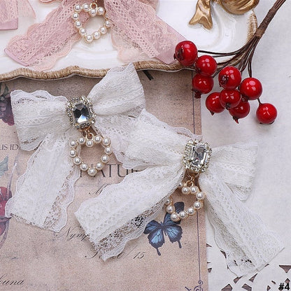 Lace 5 Color Options Heart Hairclip Bowknot Jirai Kei Charm