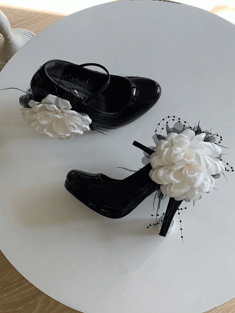 with Floral Elegant Heels Decor Mary Jane White Detachable Lolita