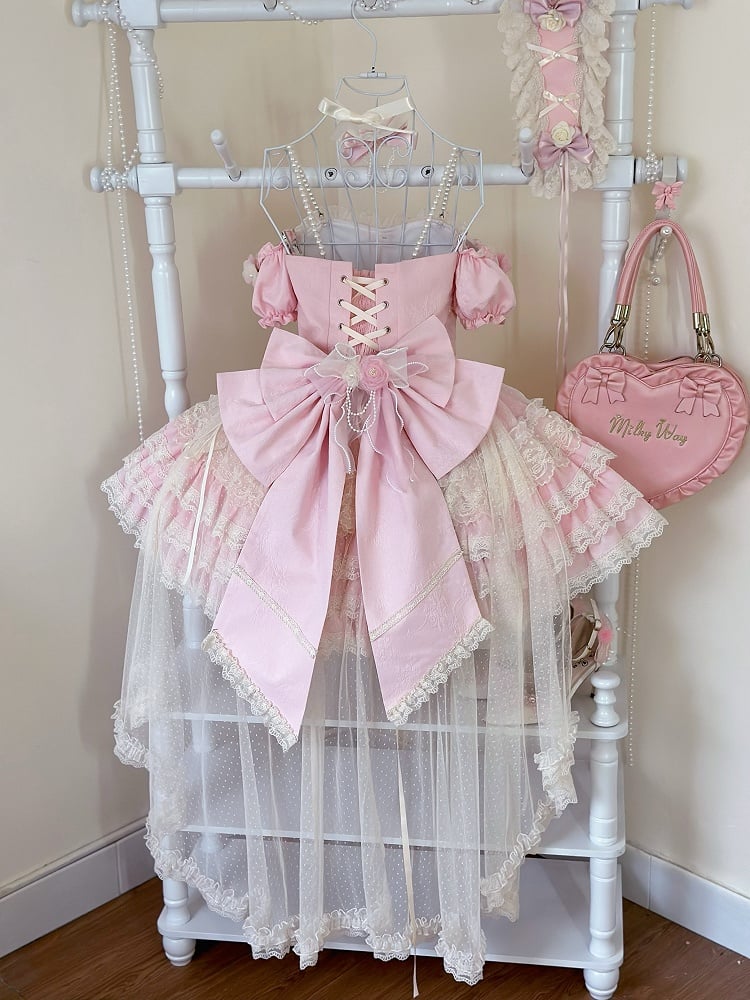 Fairy Hem Flower Hanayome Skirt Dress Jumper Princess Tiered Pink Lolita