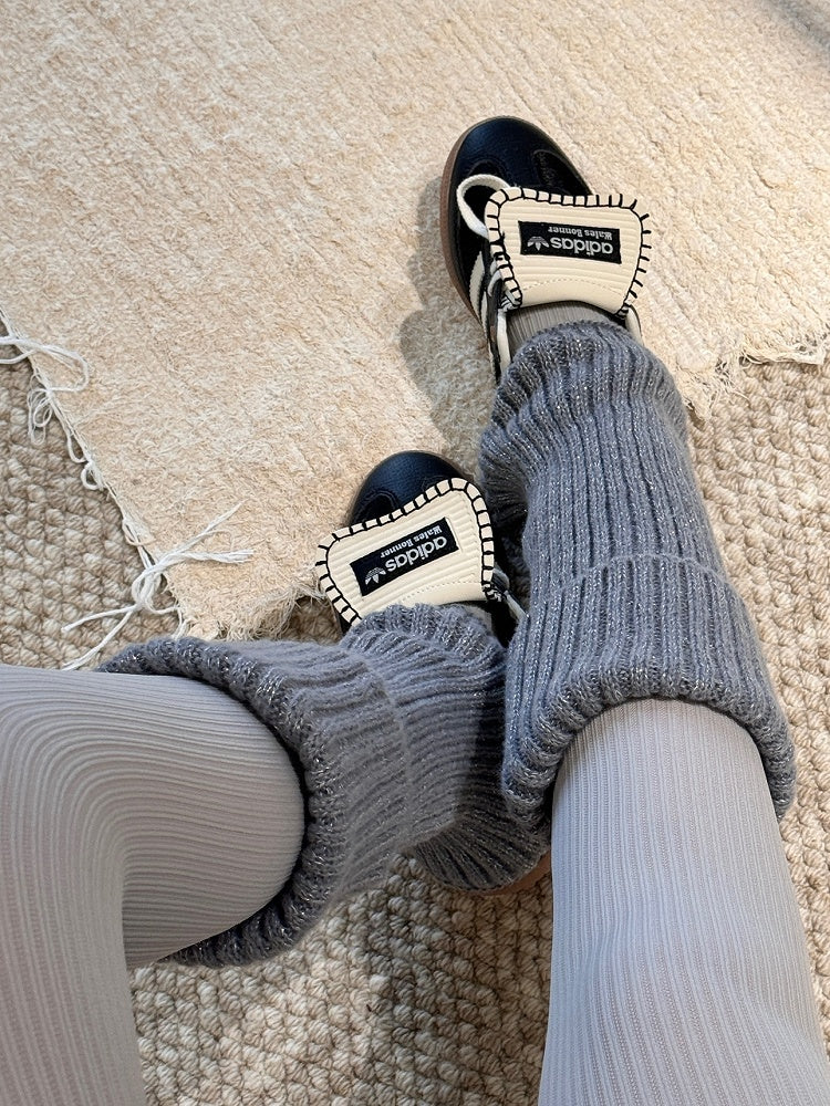 4 Couleurs de chauffe-pieds Fil tricoté Jambe scintillante Fine