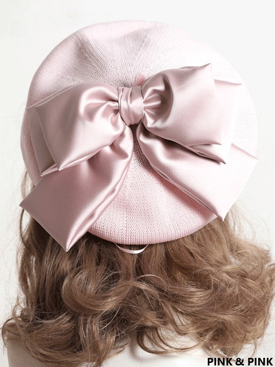 With Bowknot Lolita Color Detachable Options Sweet Beret 18 Large