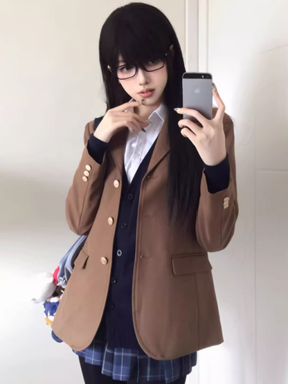 ブラウン制服JKブレザーカラー