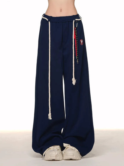 Schnitt Blau/Grau/Rot Weite Beinhose Dunkel