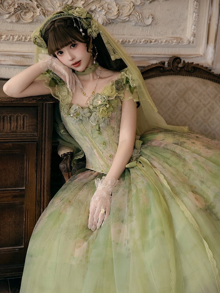 Green Two Layers Veil - Nine Odes