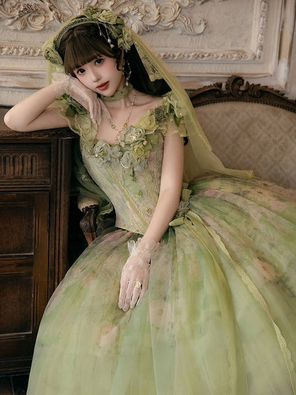 Green Two Layers Veil - Nine Odes