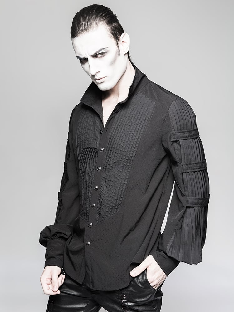 with Necktie Gentleman Shirt Black Steampunk