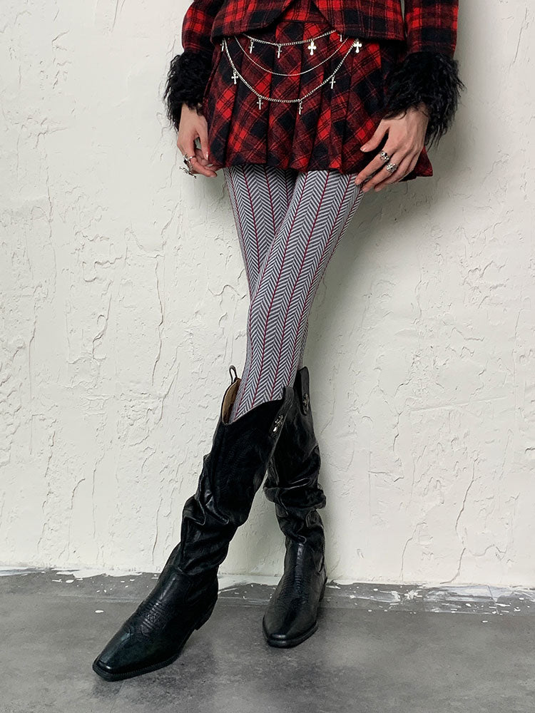 グレーのY2K冬用タイツ