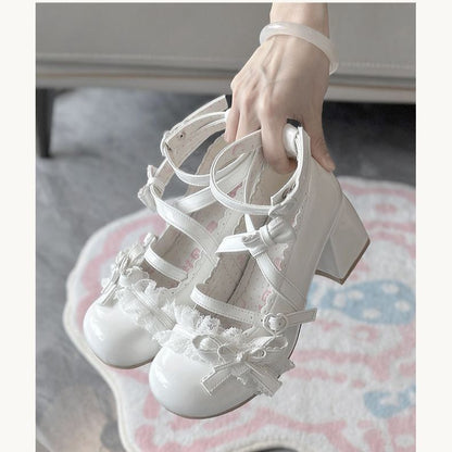 Lolita Mary Jane Mid Heel Shoes – Sweet Original Lolita Floral Bell Pumps
