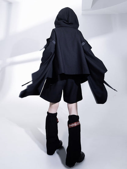 Ouji Shorts Rot Techwear Fashion Strappy und Schwarz