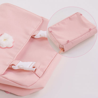 Plush And Pink Canvas Bag Backpack Lamb White Detachable Set