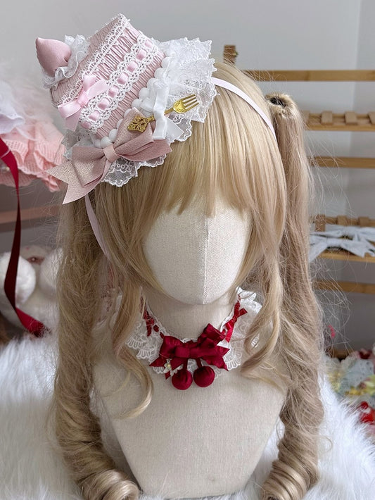 Lolita Cake Lace Mini Hat Trim Sweet Dusty Pink Triangular