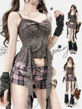Handschuhe Grau Bittersüße Akzente Top Rüschen Kaskadierung + Distressed Details Cami