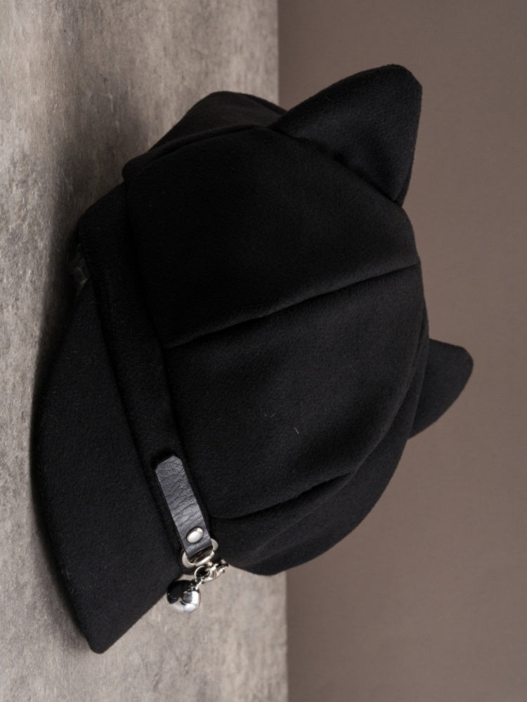 Hat Cat Buckle Ear Black Design Gothic Bell Charm Beret