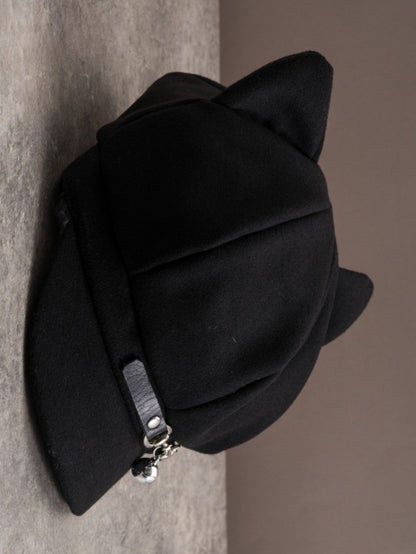 Hat Cat Buckle Ear Black Design Gothic Bell Charm Beret