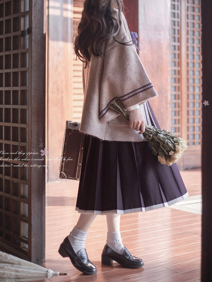 apricotfarbene Strickjacke mit Trägern zum Binden vorne