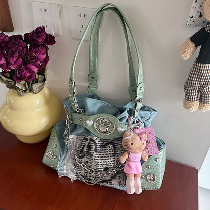 Y2K Green Vintage Underarm Bag Mint Shoulder Alternative